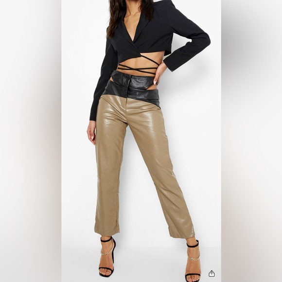 NWT COLOR BLOCK CUT OUT FAUX
LEATHER PU PANTS SIZE 6 - Medium - Picture 9 of 16